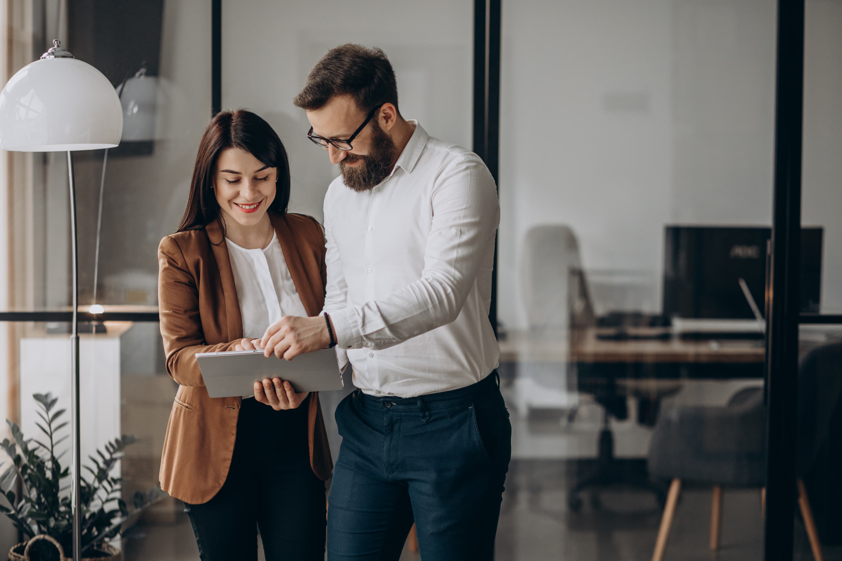 Two business partners working in an office